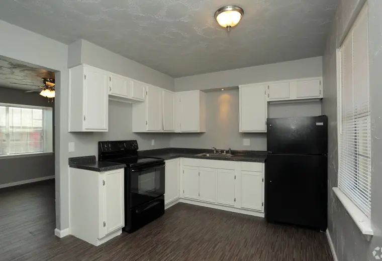 Updated kitchen with black appliances